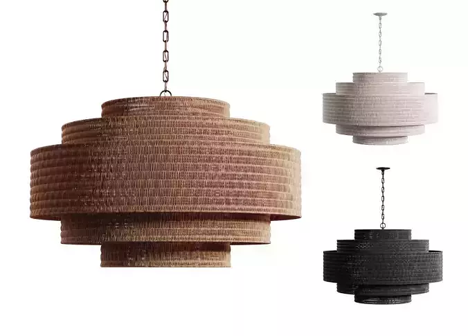 Paloma Chandelier Rattan Light Full Set - 3 Materials 3D Model Collection Paloma Chandelier Rattan Light Full Set - 3 Materials 3D Model Collection