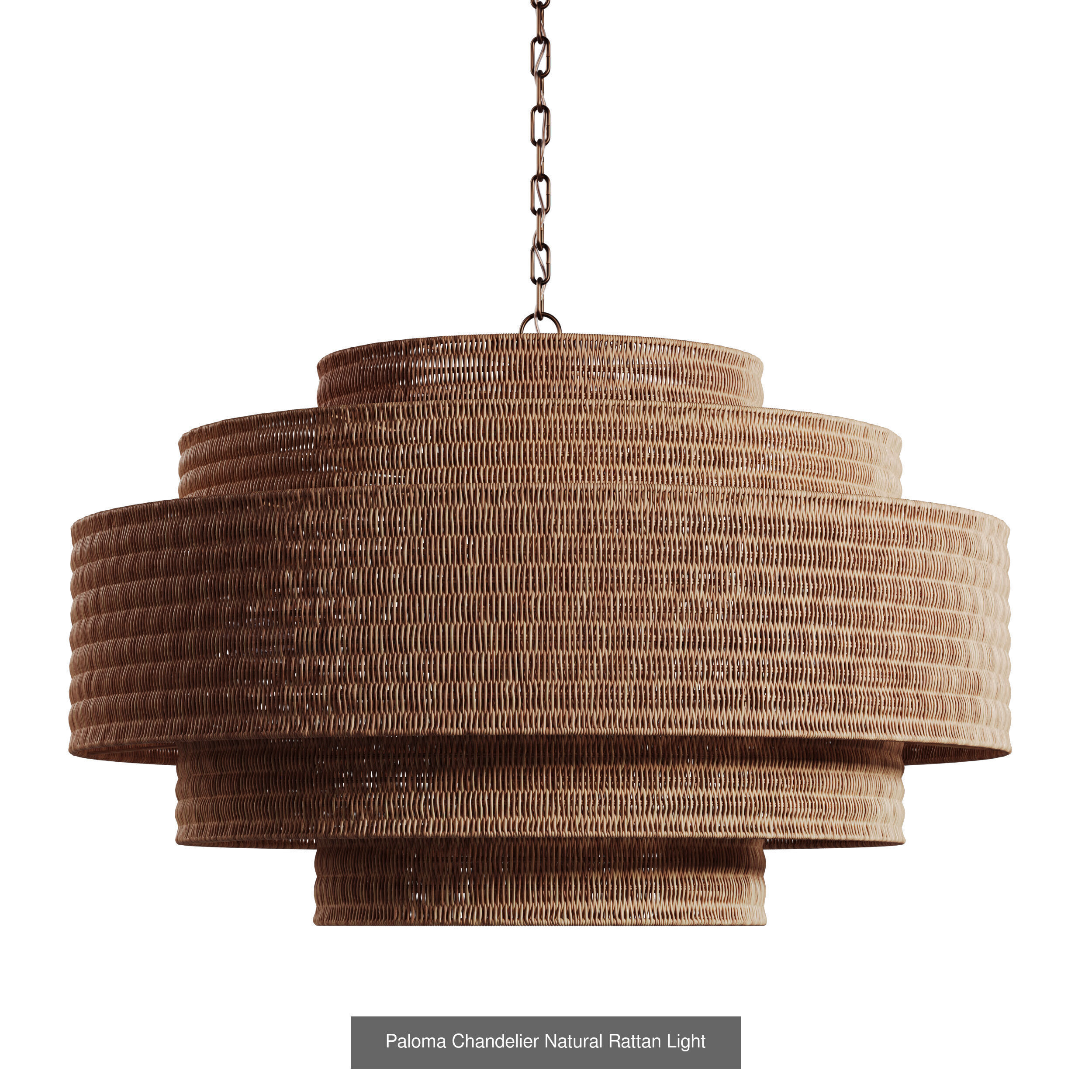 Paloma Chandelier Rattan Light Full Set - 3 Materials 3D Model Collection_1