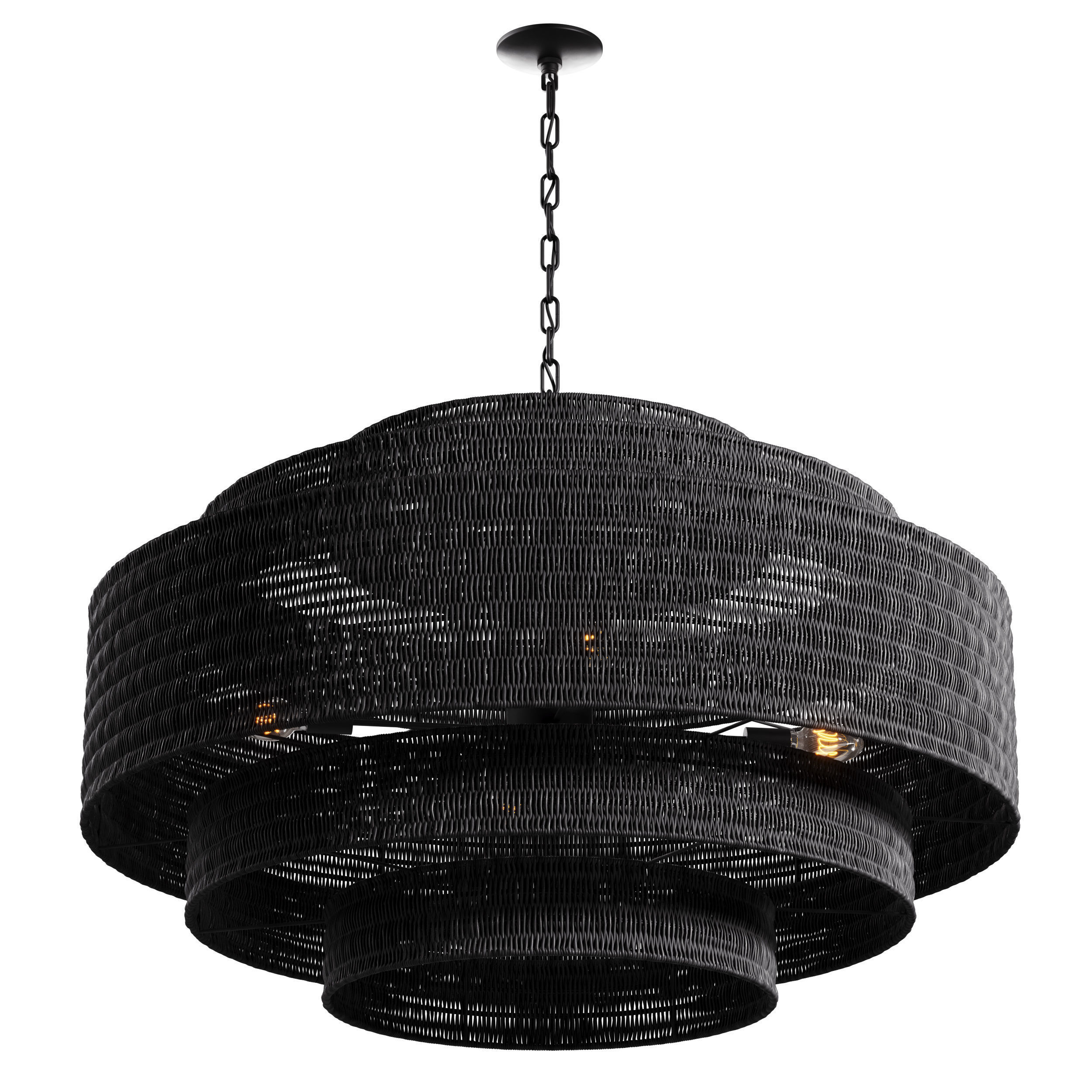 Paloma Chandelier Rattan Light Full Set - 3 Materials 3D Model Collection_9