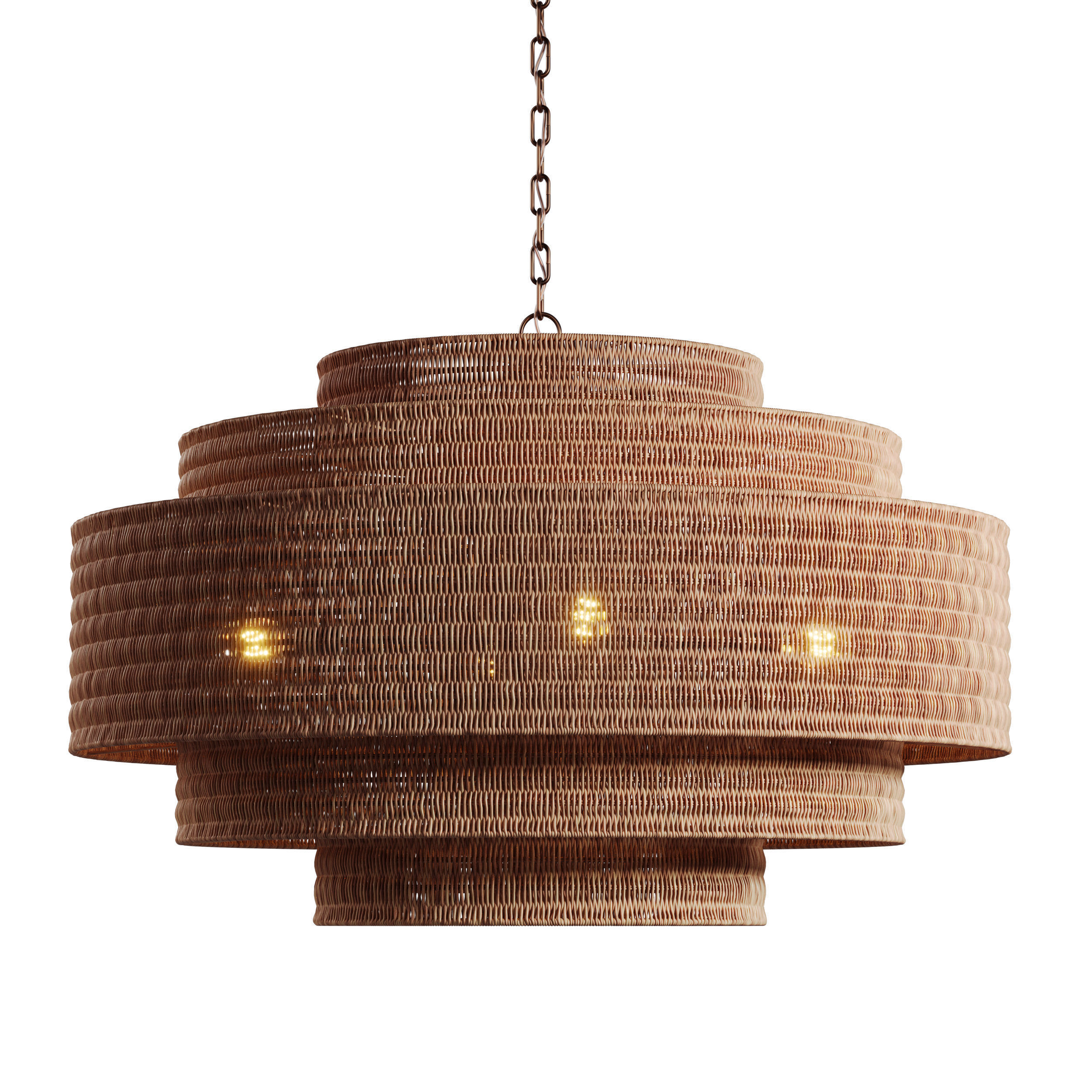 Paloma Chandelier Rattan Light Full Set - 3 Materials 3D Model Collection_4