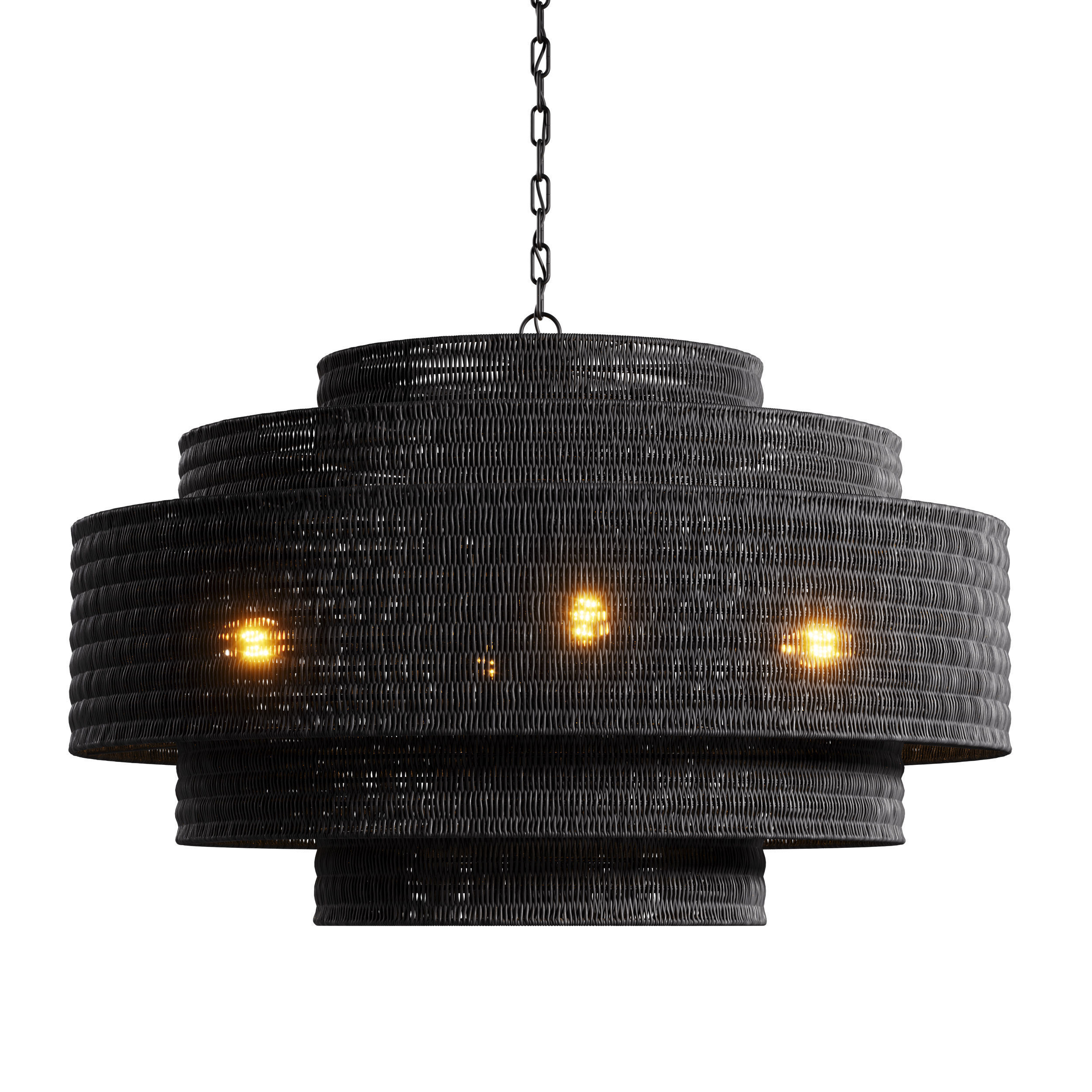Paloma Chandelier Rattan Light Full Set - 3 Materials 3D Model Collection_6