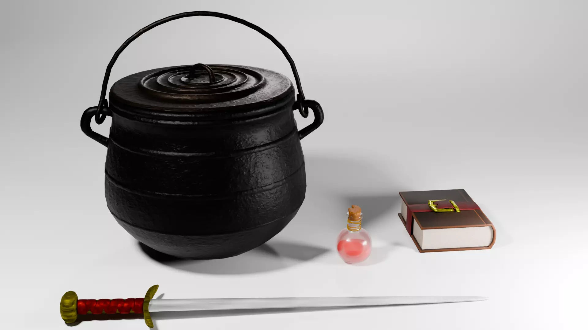 Alchemy Medieval Magic Props Pack Game Ready Stylized Assets Low-poly 3D model_0