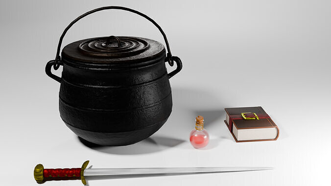 Alchemy Medieval Magic Props Pack Game Ready Stylized Assets Low-poly 3D model