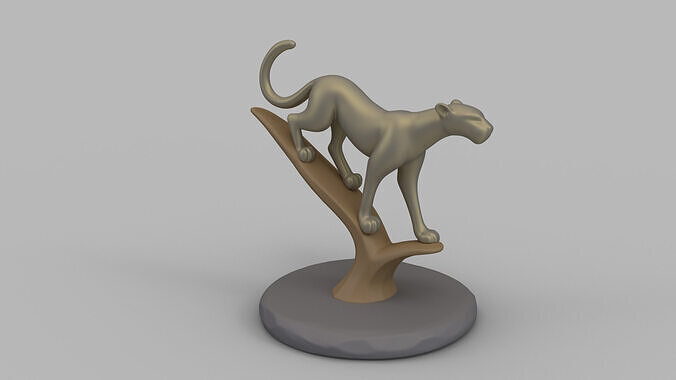 Cheetah on Tree 3D Print Model 3D print model
