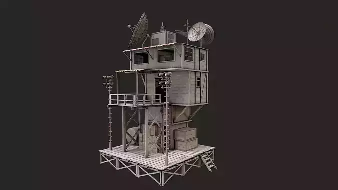 Post Apo Wooden Platform Structure 1 Low-poly 3D model