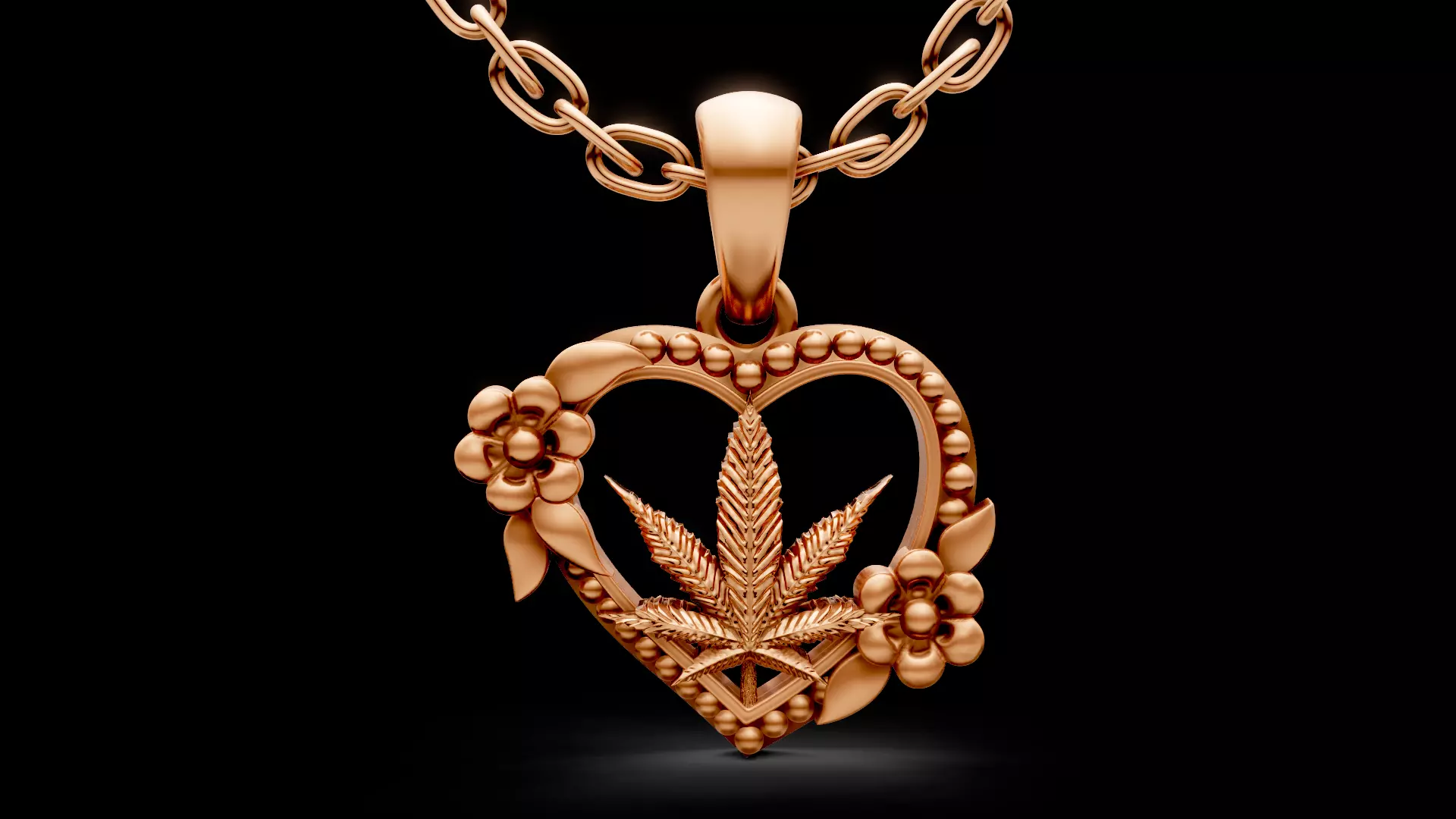 Heart Marijuana Pendant 3D print model