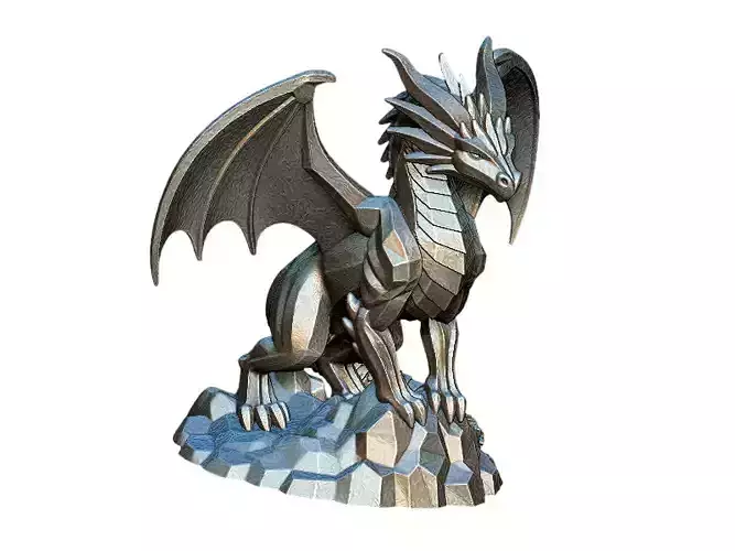 Dragon Statue STL File 3D Printable Mythical Creature for Resin 
