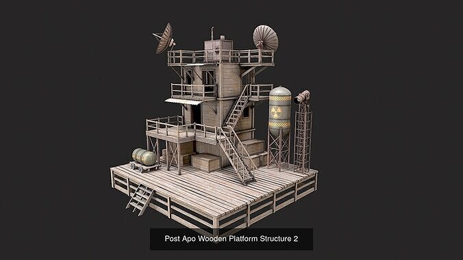 Post Apo Wooden Platform Structure Collection 3D Model Pack 3
