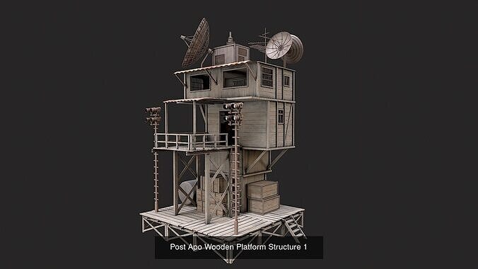 Post Apo Wooden Platform Structure Collection 3D Model Pack 2