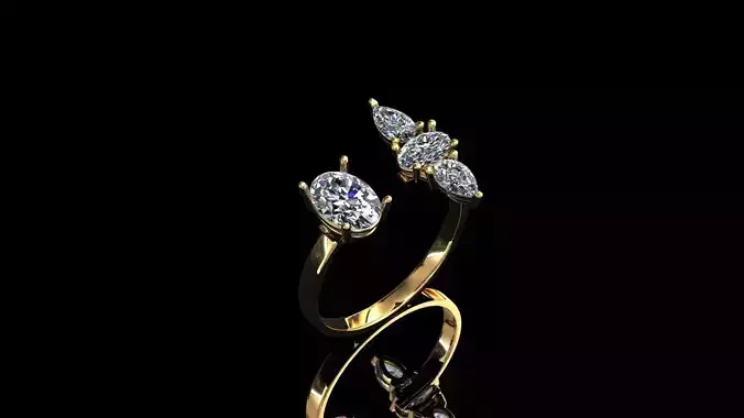 3D gold diamond ring  ready for print and casting 