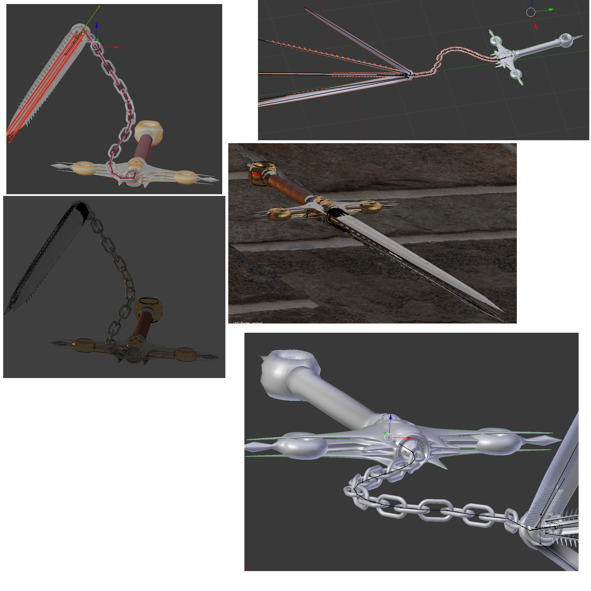 Rigged Dark Sword II Low-poly 3D model_2