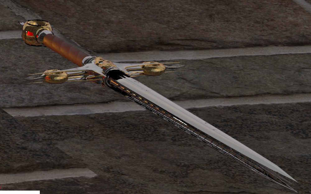 Rigged Dark Sword II Low-poly 3D model_1