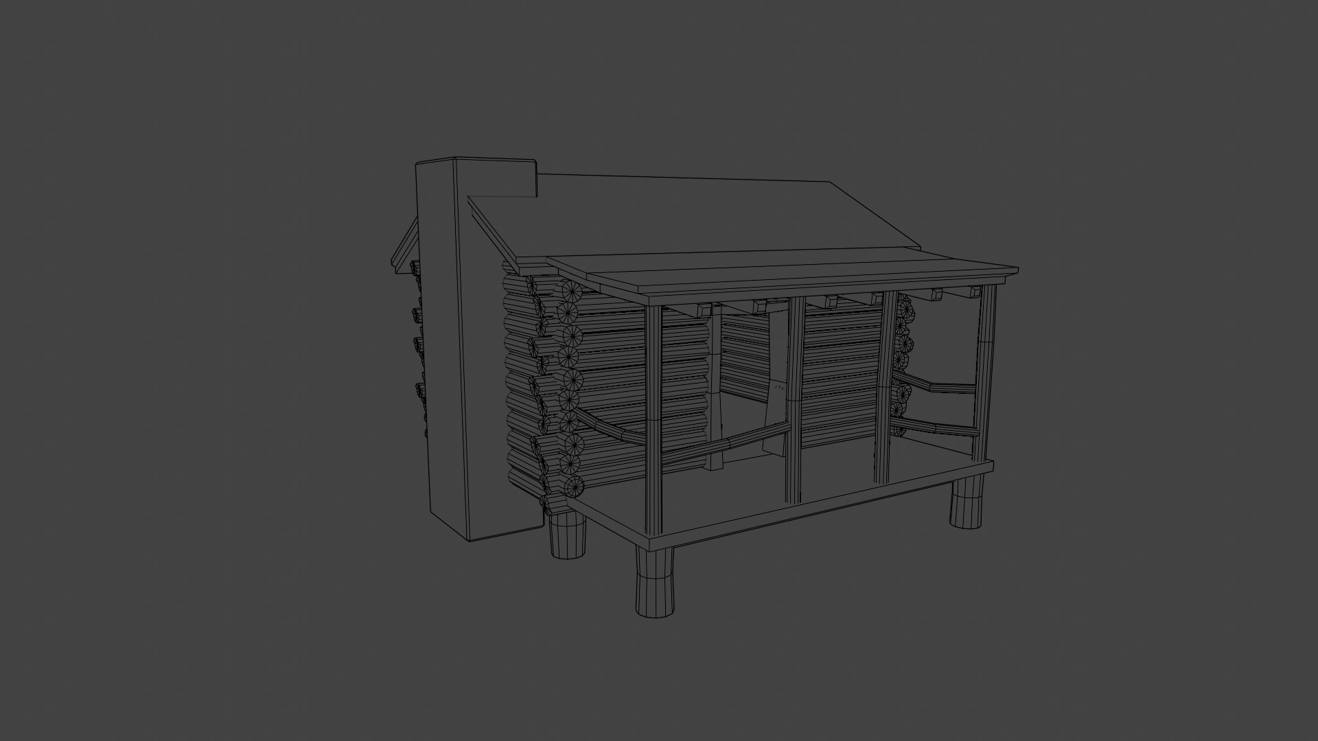 old wooden cabin Low-poly 3D model_6
