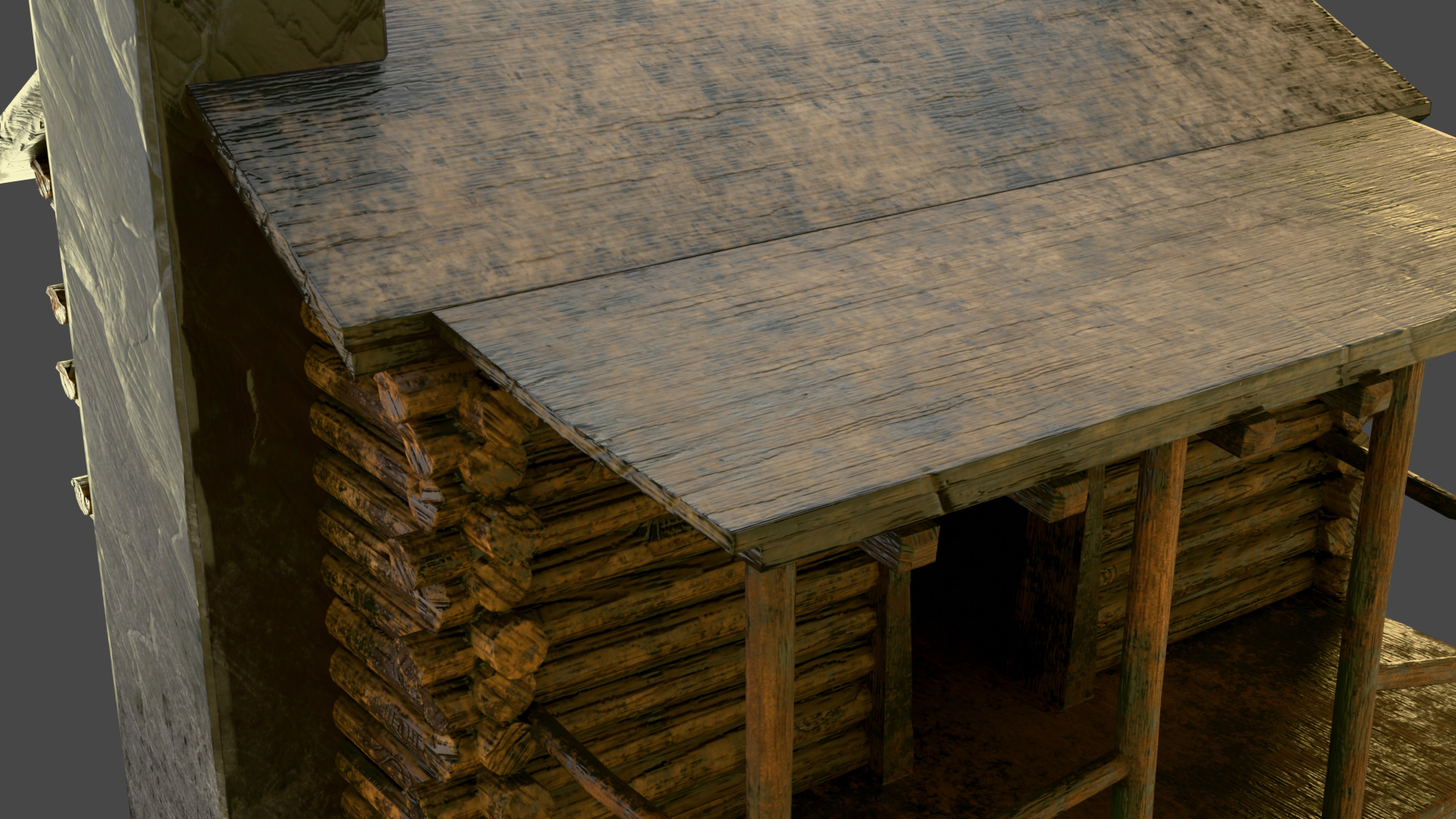 old wooden cabin Low-poly 3D model_2