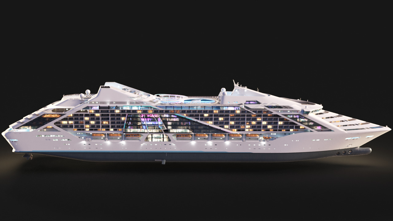 Futuristic Cruiseship Celestial Spire Low-poly 3D model_9