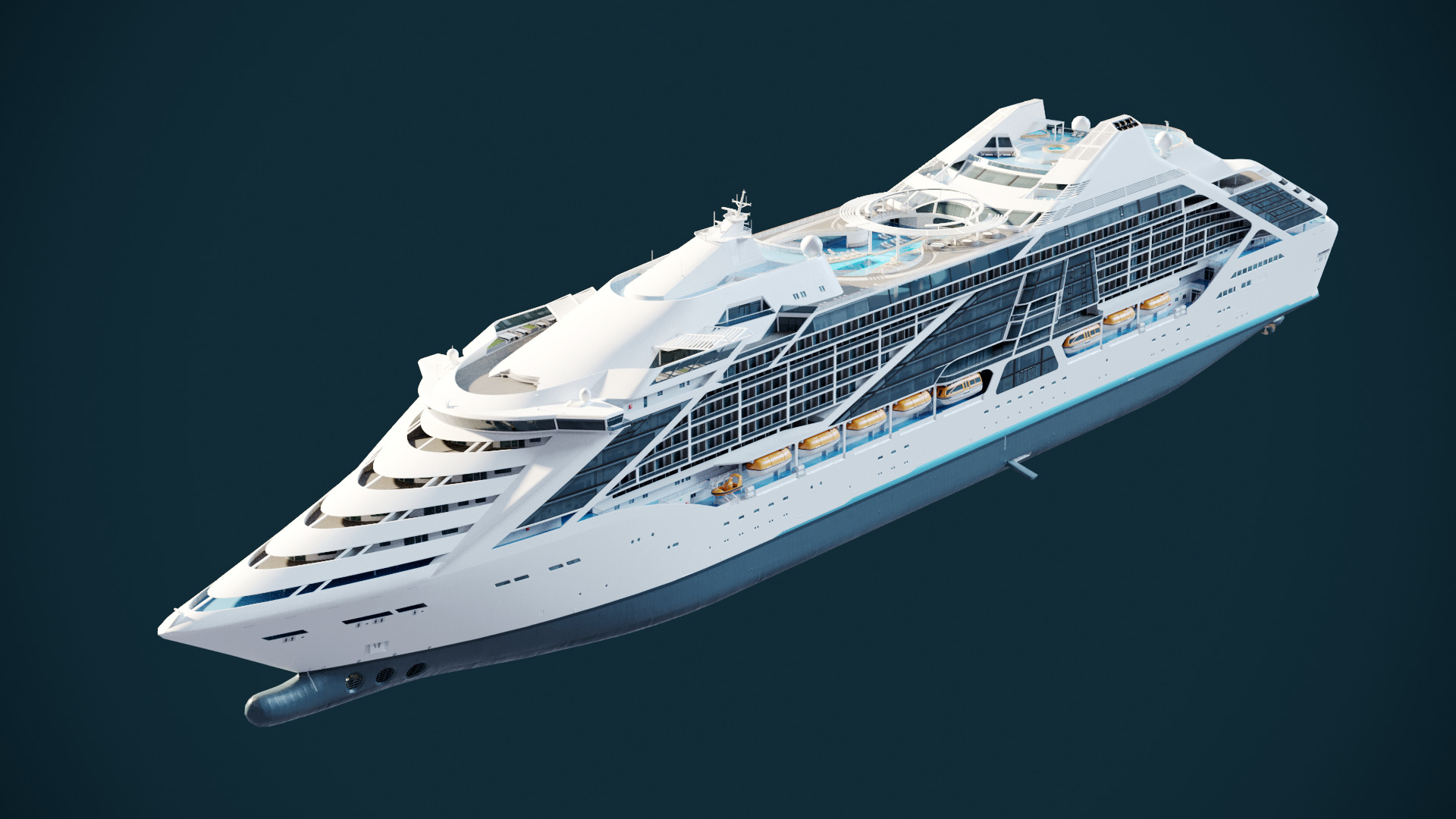 Futuristic Cruiseship Celestial Spire Low-poly 3D model_6