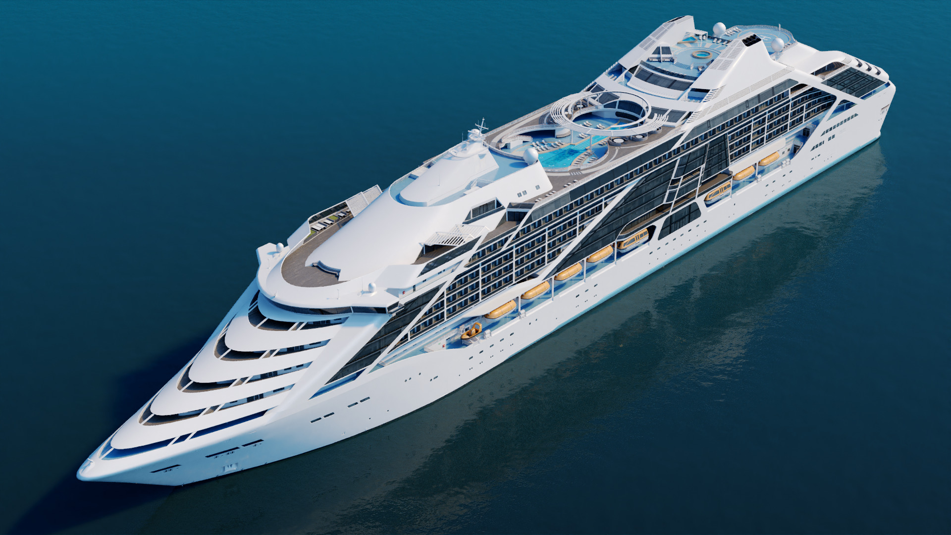 Futuristic Cruiseship Celestial Spire Low-poly 3D model_4