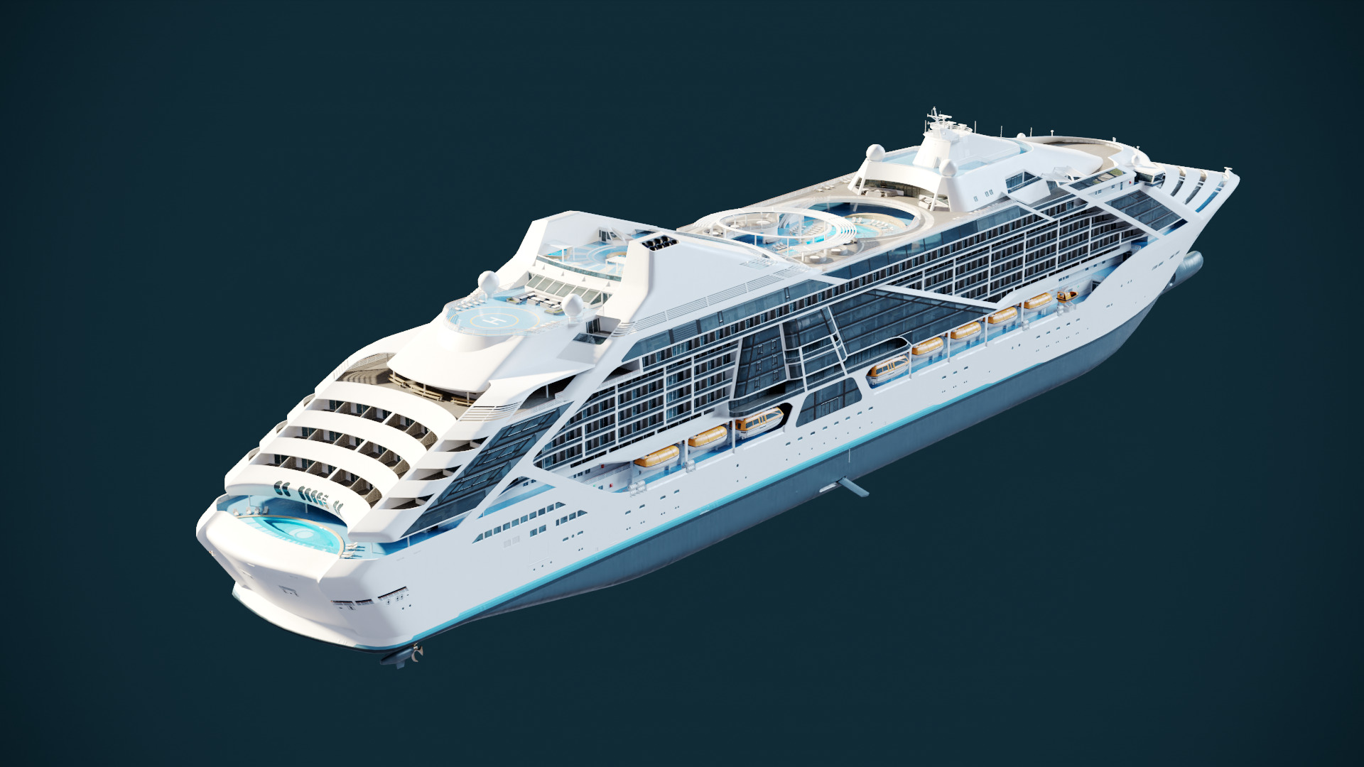 Futuristic Cruiseship Celestial Spire Low-poly 3D model_7