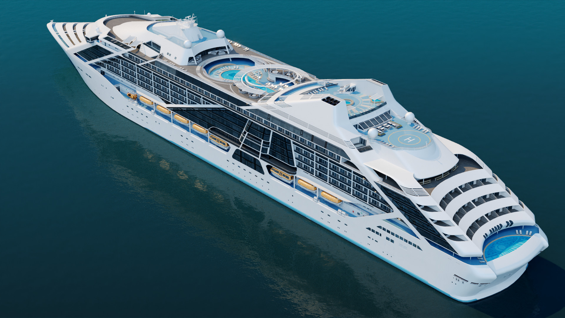 Futuristic Cruiseship Celestial Spire Low-poly 3D model_5