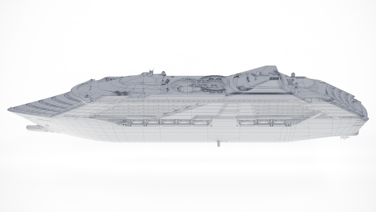 Futuristic Cruiseship Celestial Spire Low-poly 3D model_13