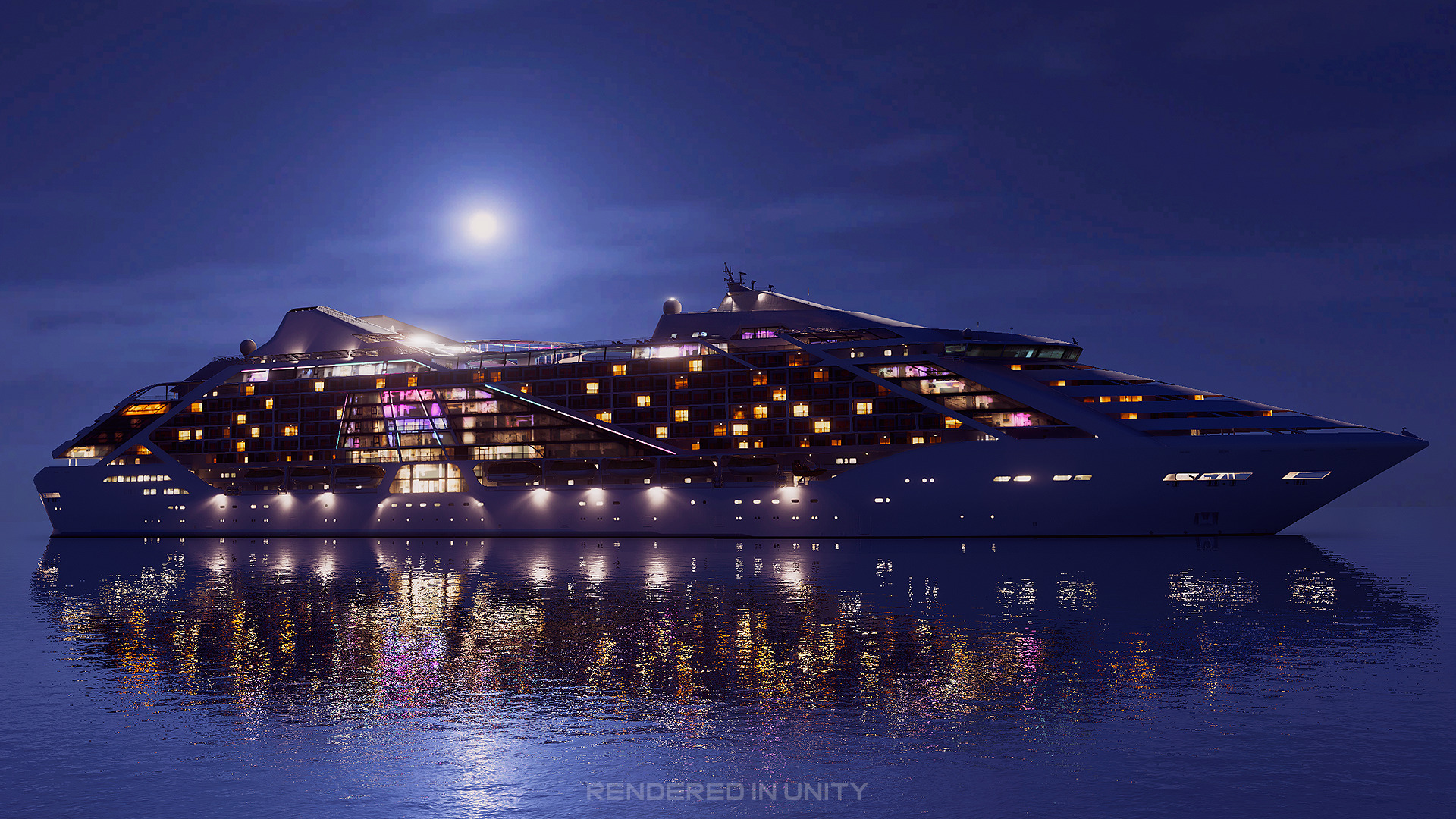 Futuristic Cruiseship Celestial Spire Low-poly 3D model_12