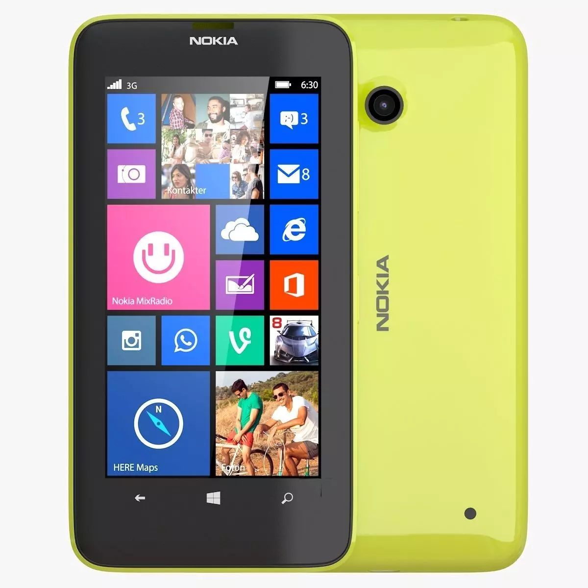 Nokia Lumia 630 yellow 3D model_0