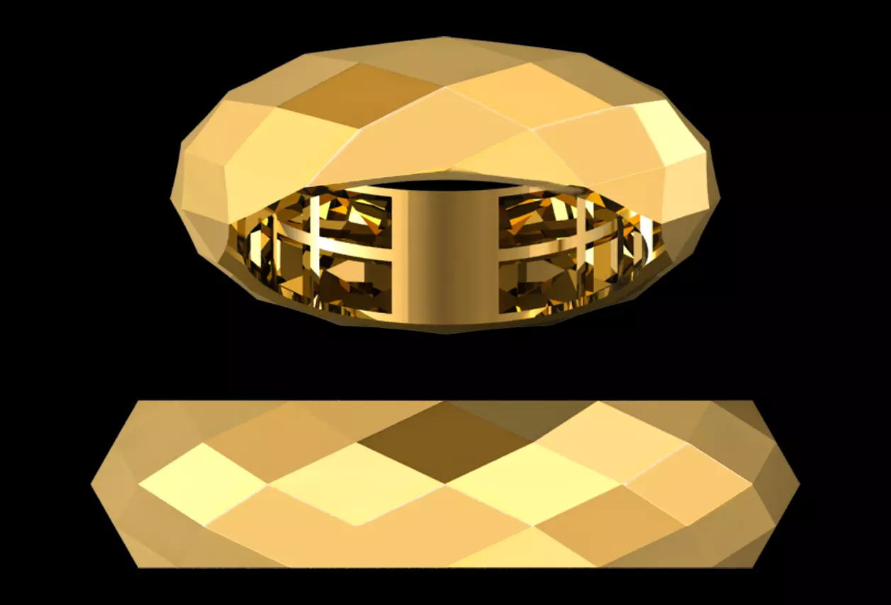 Faceted Gold Ring Free 3D print model