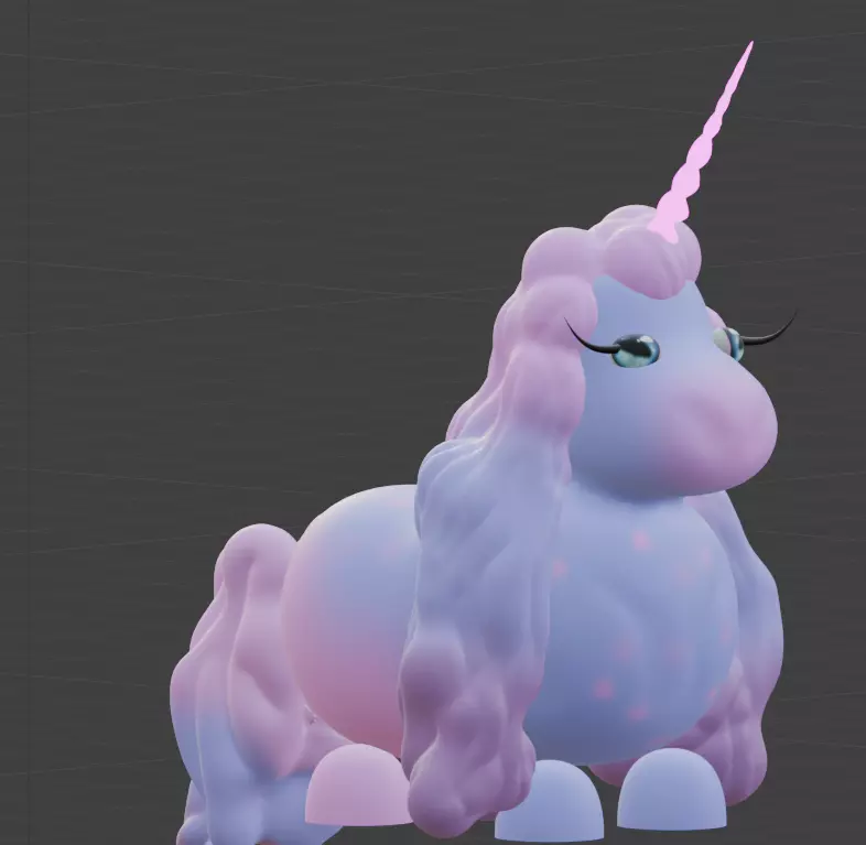 Low Poly Cute Lavender Unicorn  Low-poly 3D model_0
