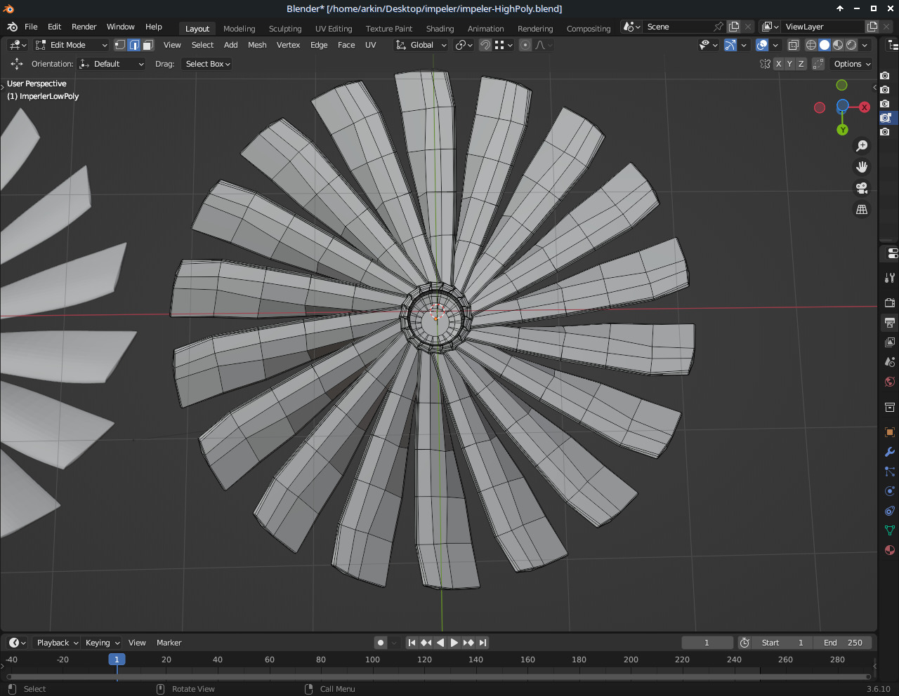 Impeller 18 blades Free low-poly 3D model_1