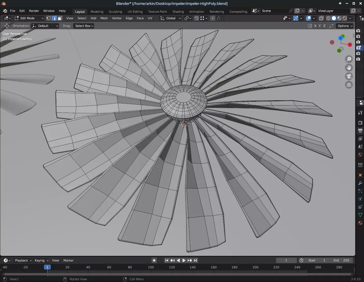 Impeller 18 blades Free low-poly 3D model_0