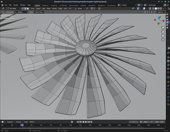 Impeller 18 blades Low-poly 3D model