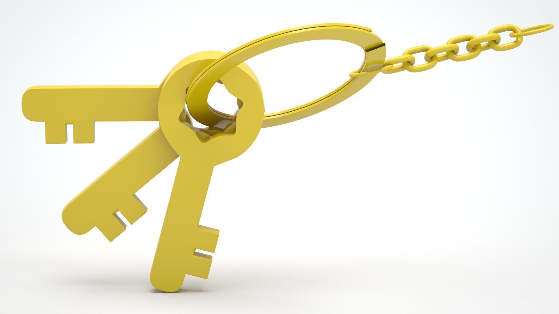 Keychain with Plastic Yellow Keys 3D model_4
