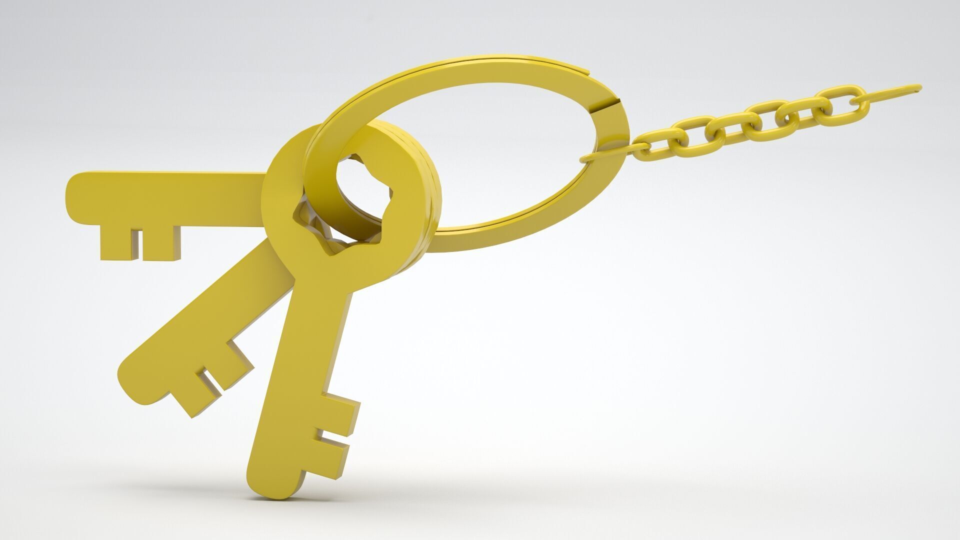 Keychain with Plastic Yellow Keys 3D model_2