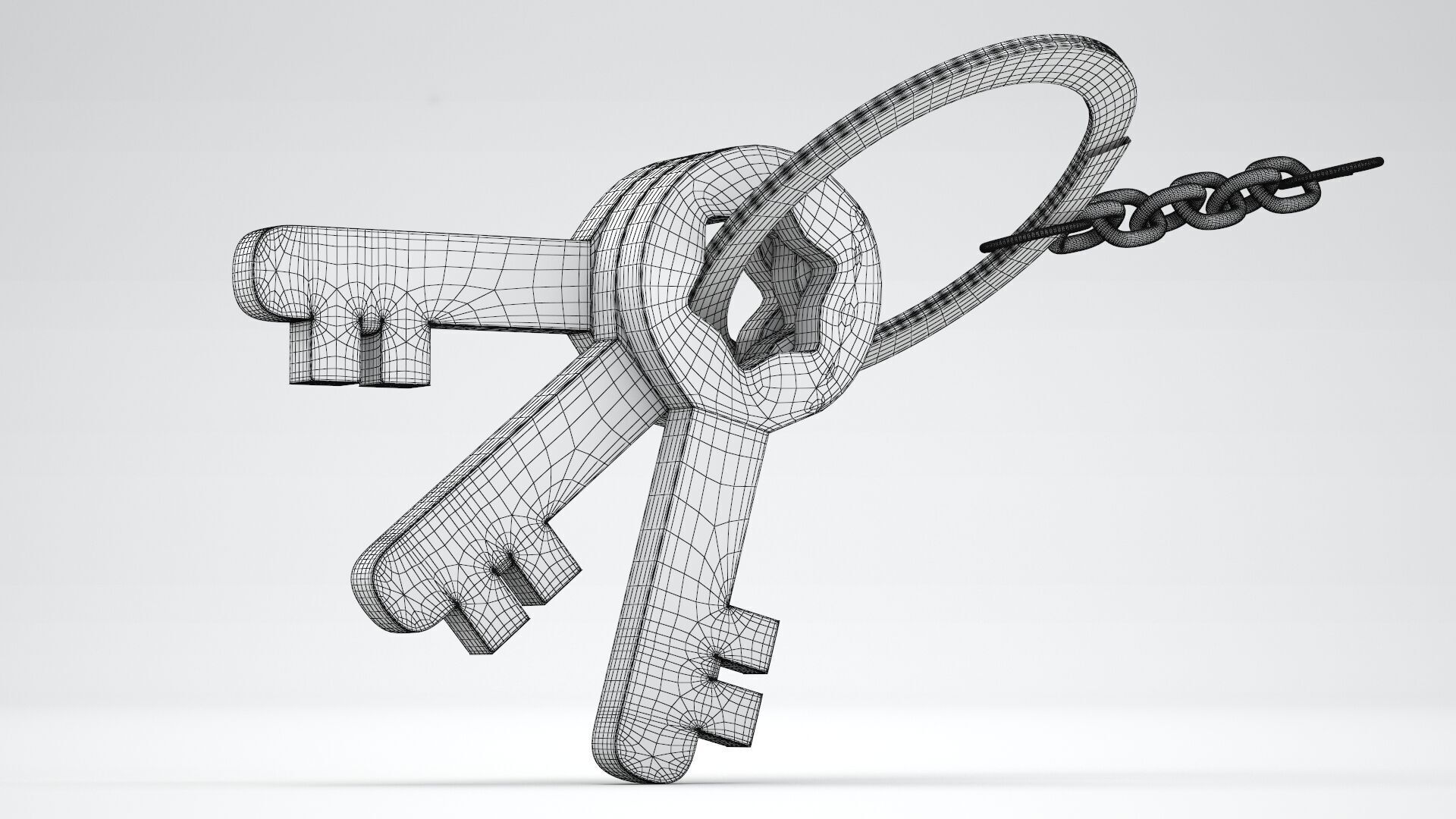 Keychain with Plastic Yellow Keys 3D model_9