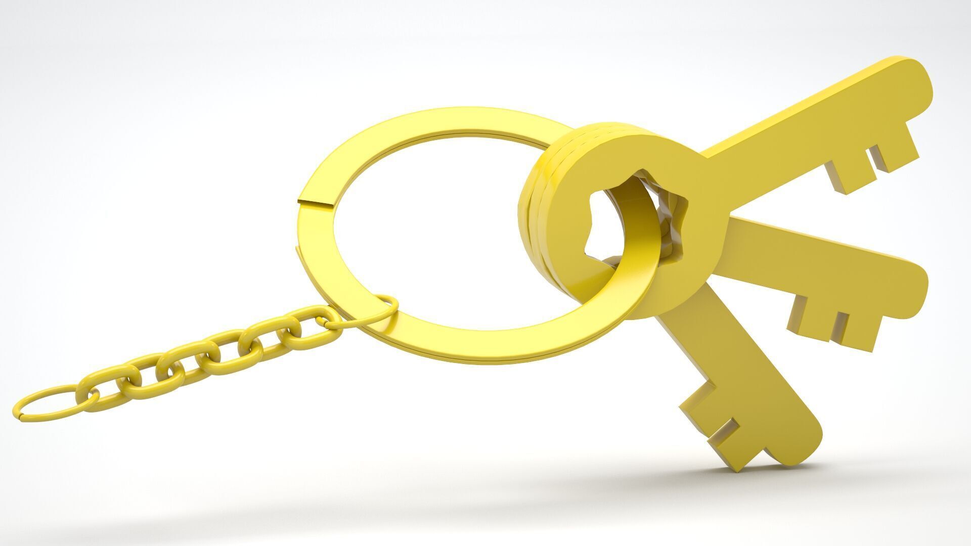 Keychain with Plastic Yellow Keys 3D model_5