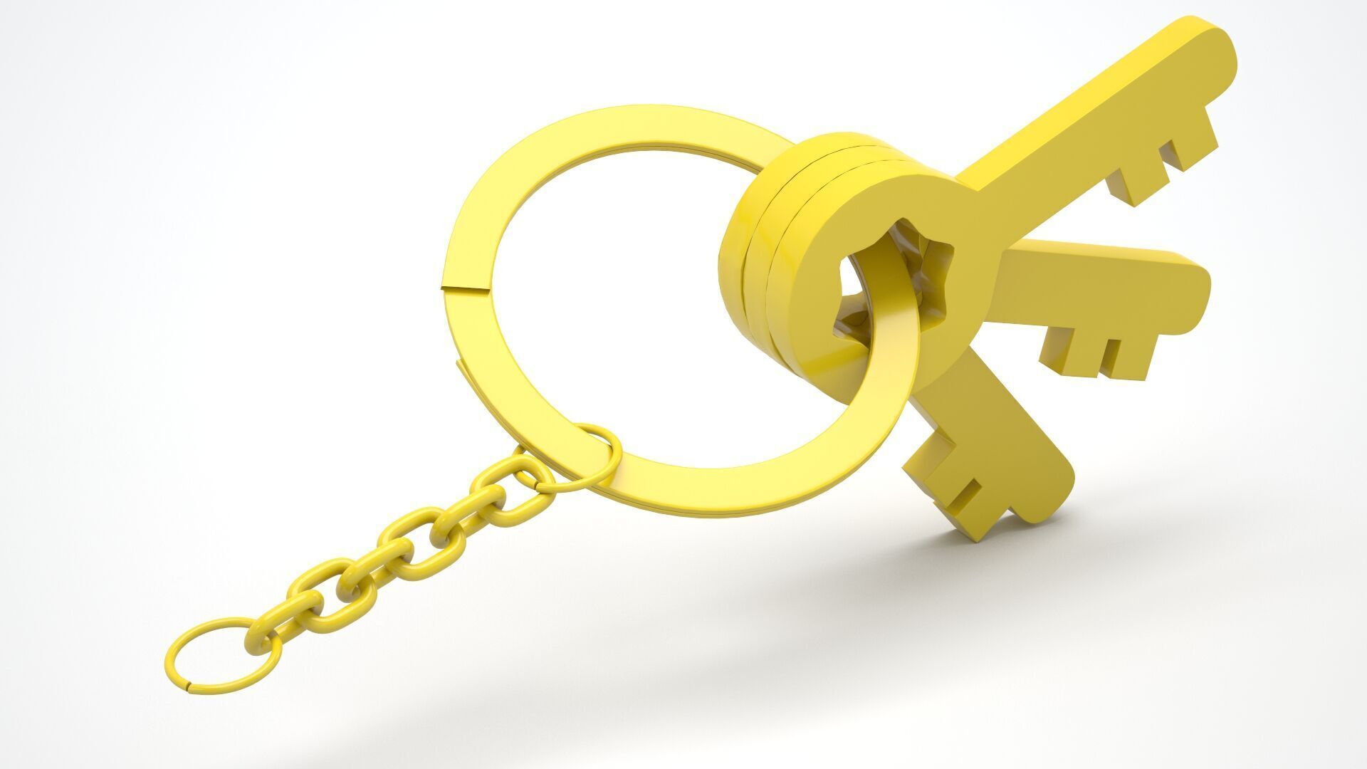 Keychain with Plastic Yellow Keys 3D model_6