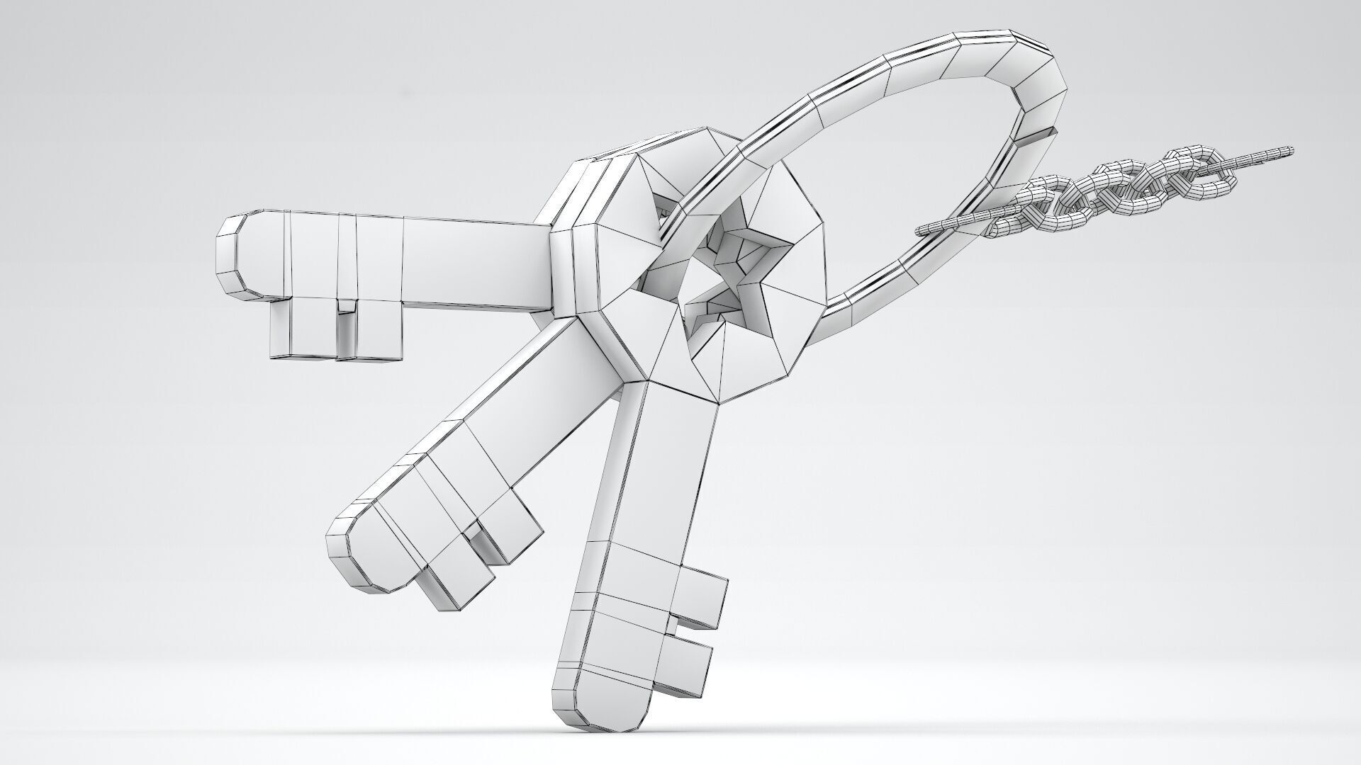 Keychain with Plastic Yellow Keys 3D model_7