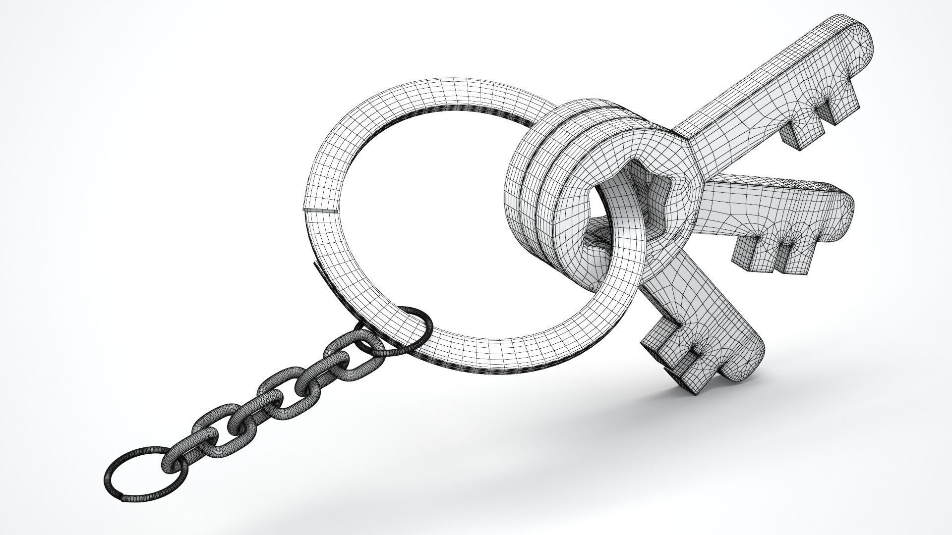 Keychain with Plastic Yellow Keys 3D model_12