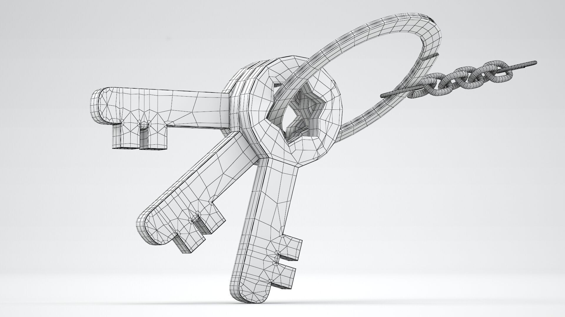 Keychain with Rusty Keys 3D model_9