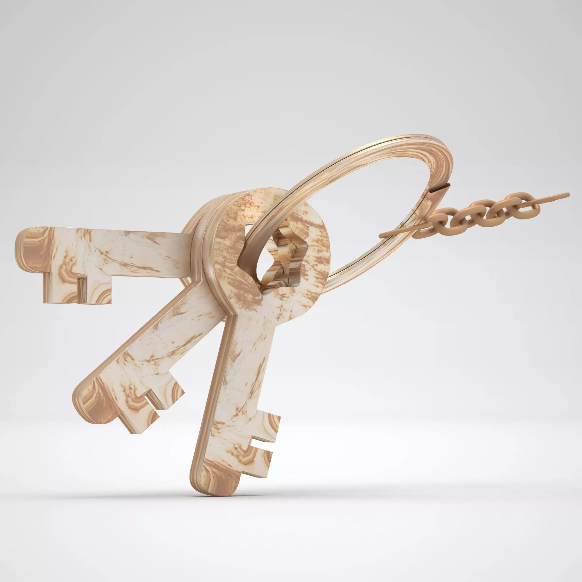 Keychain with Rusty Keys 3D model_0