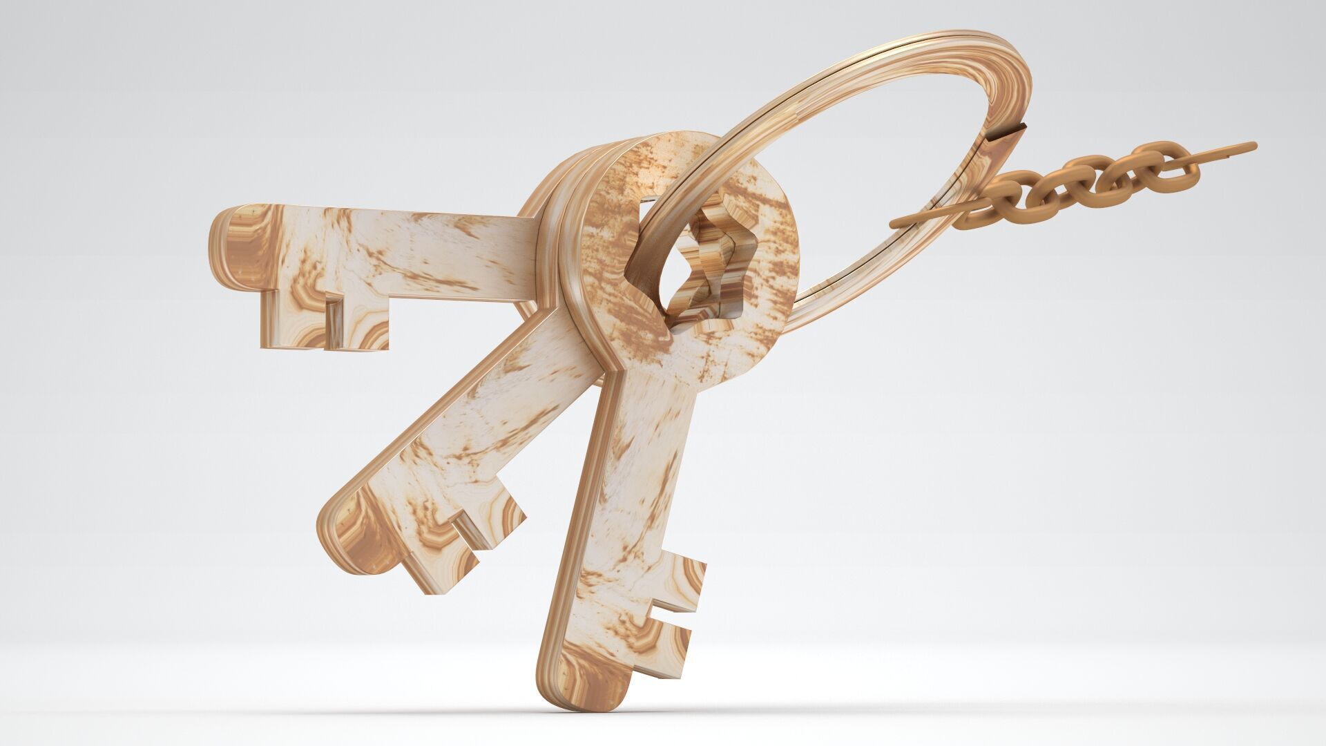 Keychain with Rusty Keys 3D model_1