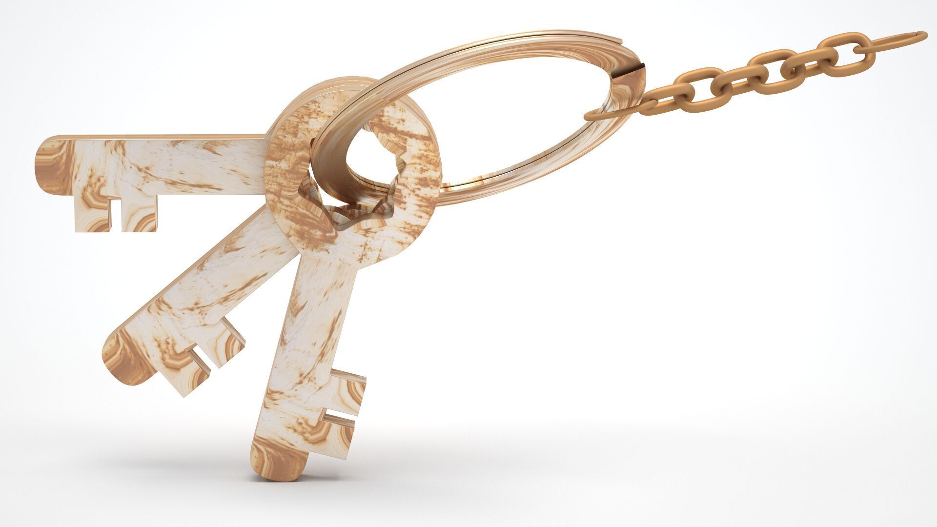 Keychain with Rusty Keys 3D model_4