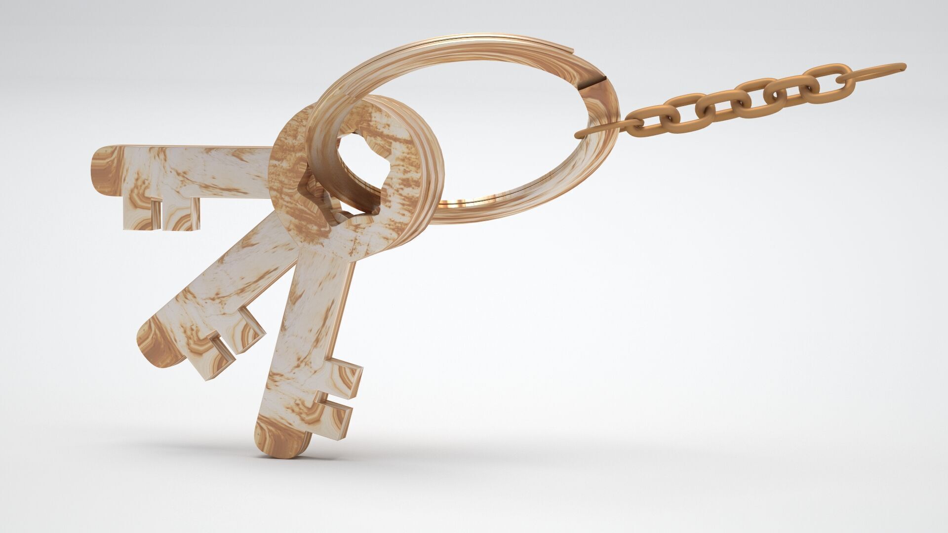 Keychain with Rusty Keys 3D model_2