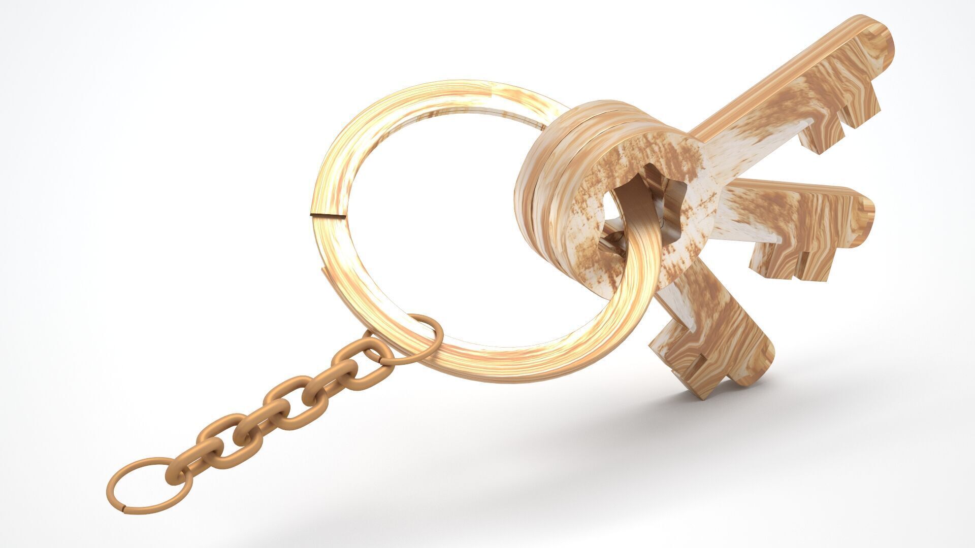 Keychain with Rusty Keys 3D model_6