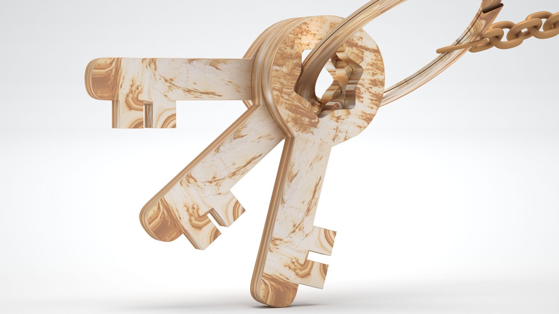 Keychain with Rusty Keys 3D model_3