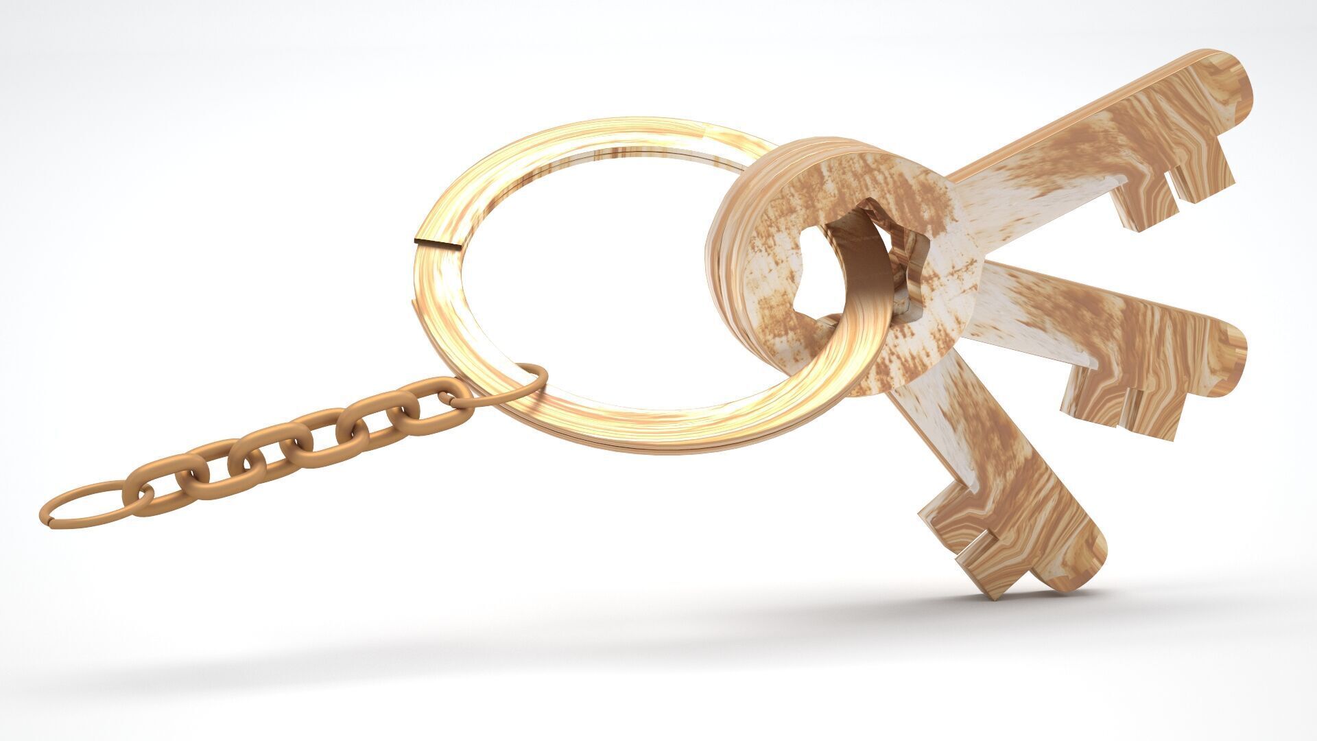 Keychain with Rusty Keys 3D model_5