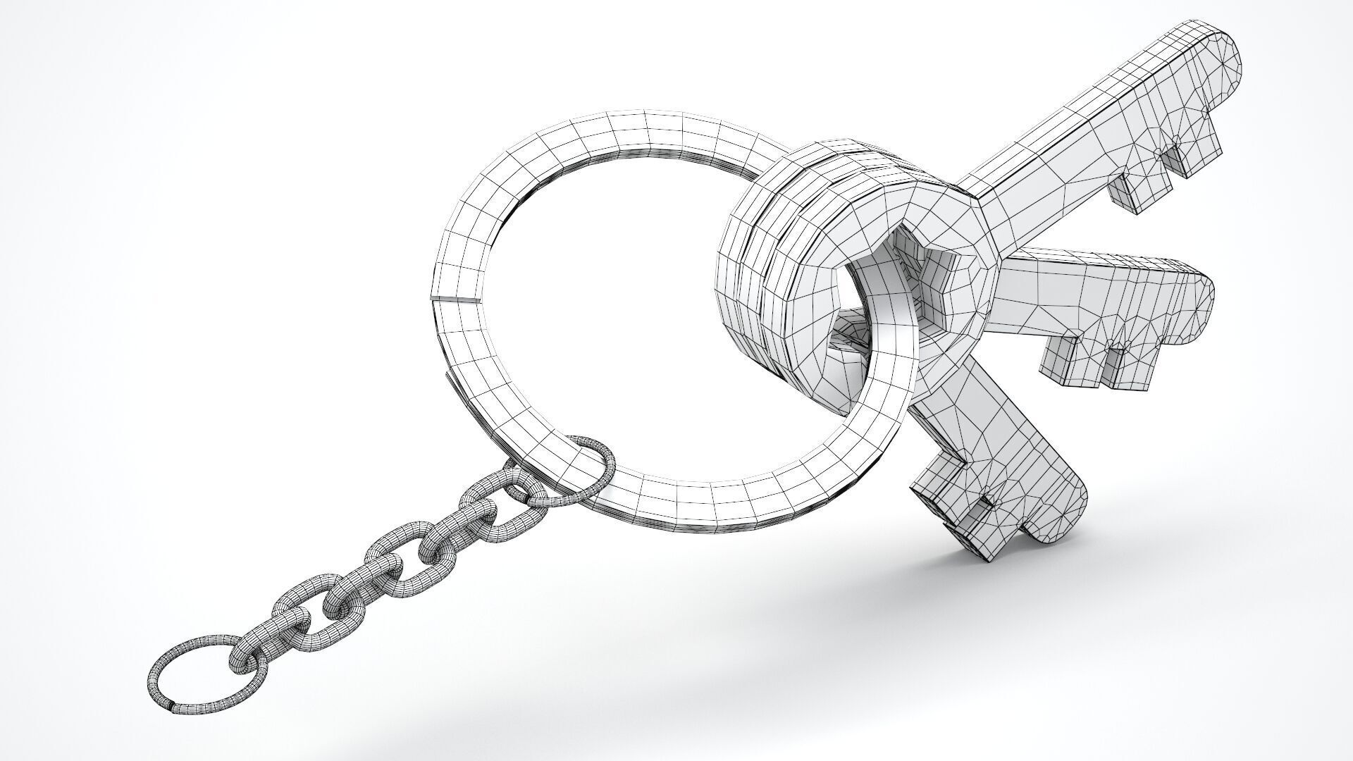 Keychain with Rusty Keys 3D model_12