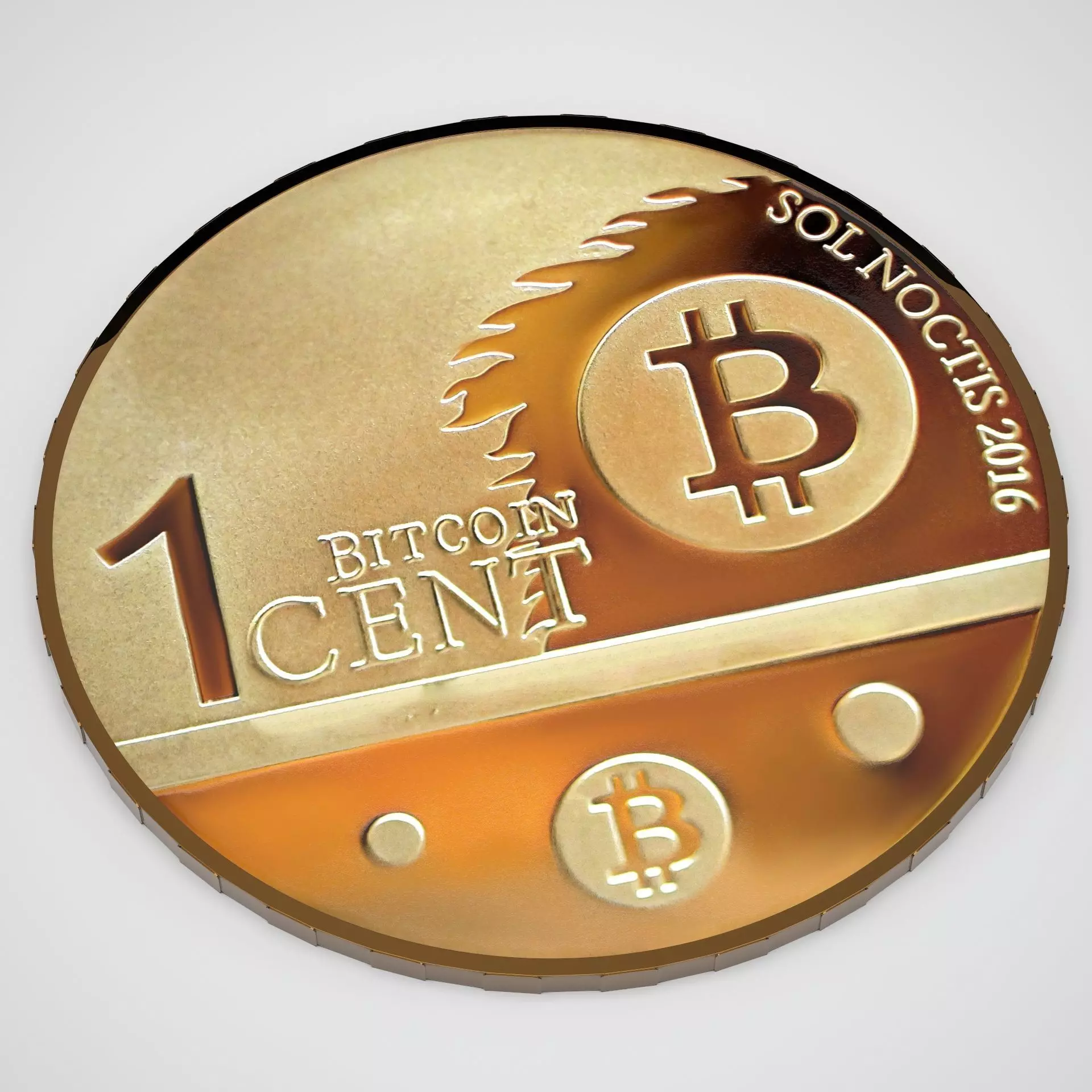 1 Cent Bitcoin 3D model_0