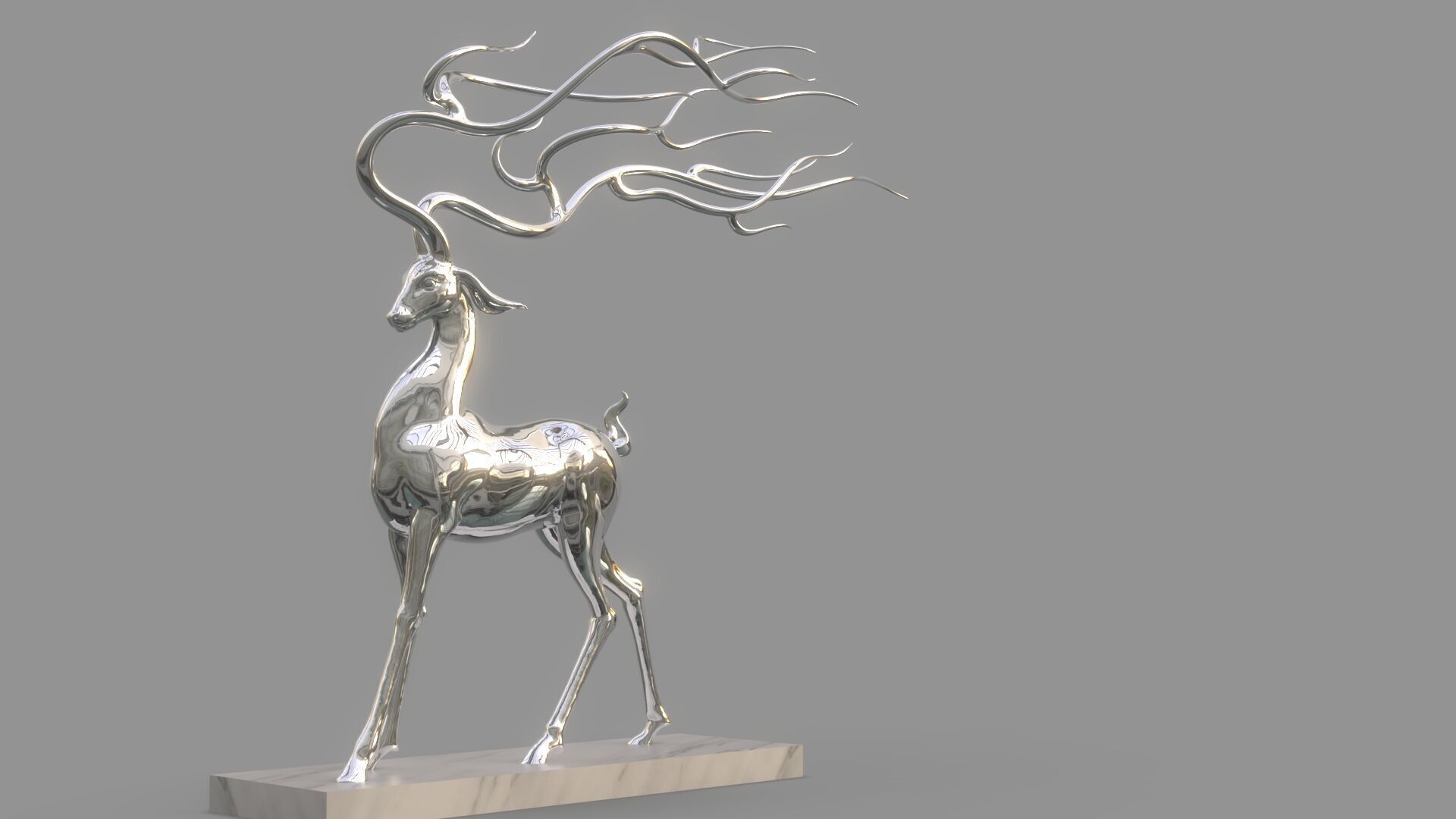 Deer Sculpture 3D model_4