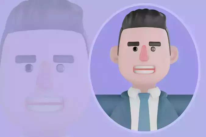 Stylized 3D Male Accountant Character in Business Suit